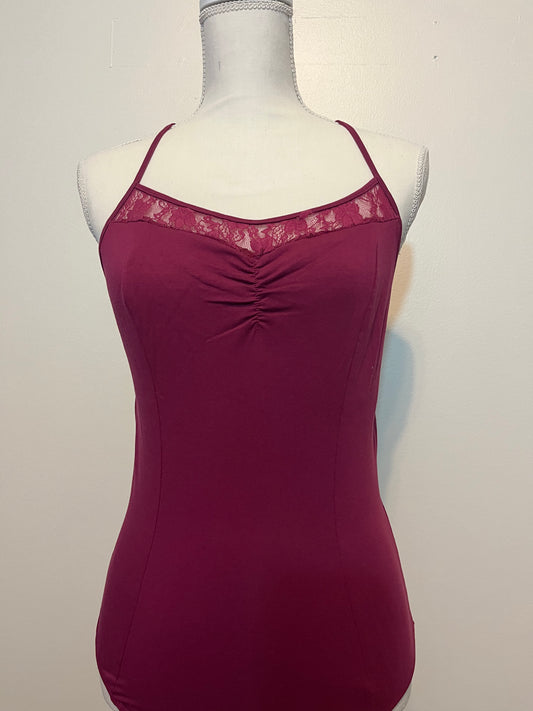 Maroon+Lace Leotard Adult Large