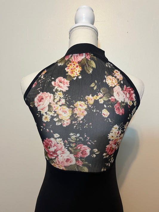 Black+Floral Leotard Adult Large