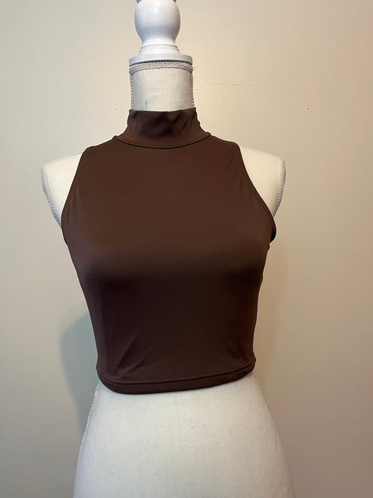 Balera Brown High Neck Crop Top Adult Small